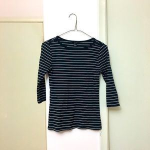 Striped Blue and White Top with Buttons